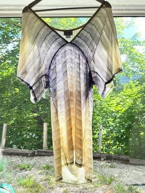💦 Beach Ombre Chevron Cover Up Tunic Dress Jordan Taylor L